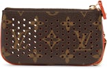 Louis Vuitton Key Pouch Monogram Perforated Brown/Orange in Toile