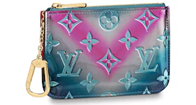 Louis Vuitton Key Pouch Monogram Vernis Metallic Blue/Pink