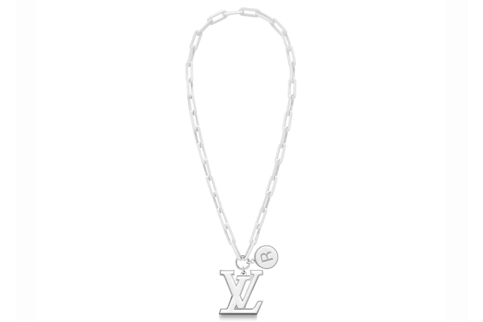 Louis Vuitton Lv Chain Links Necklace White In Ceramic With Silver Tone Louis Vuitton Lv Chain Links Necklace White In Ceramic With Silver Tone