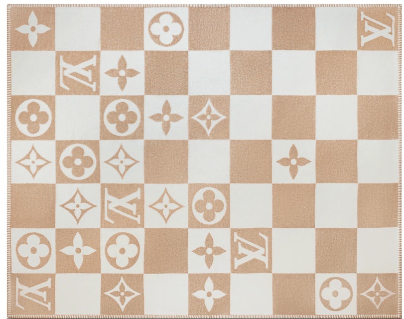 Louis Vuitton LV Checkmate Blanket Beige in Wool/Cashmere Wool - IT