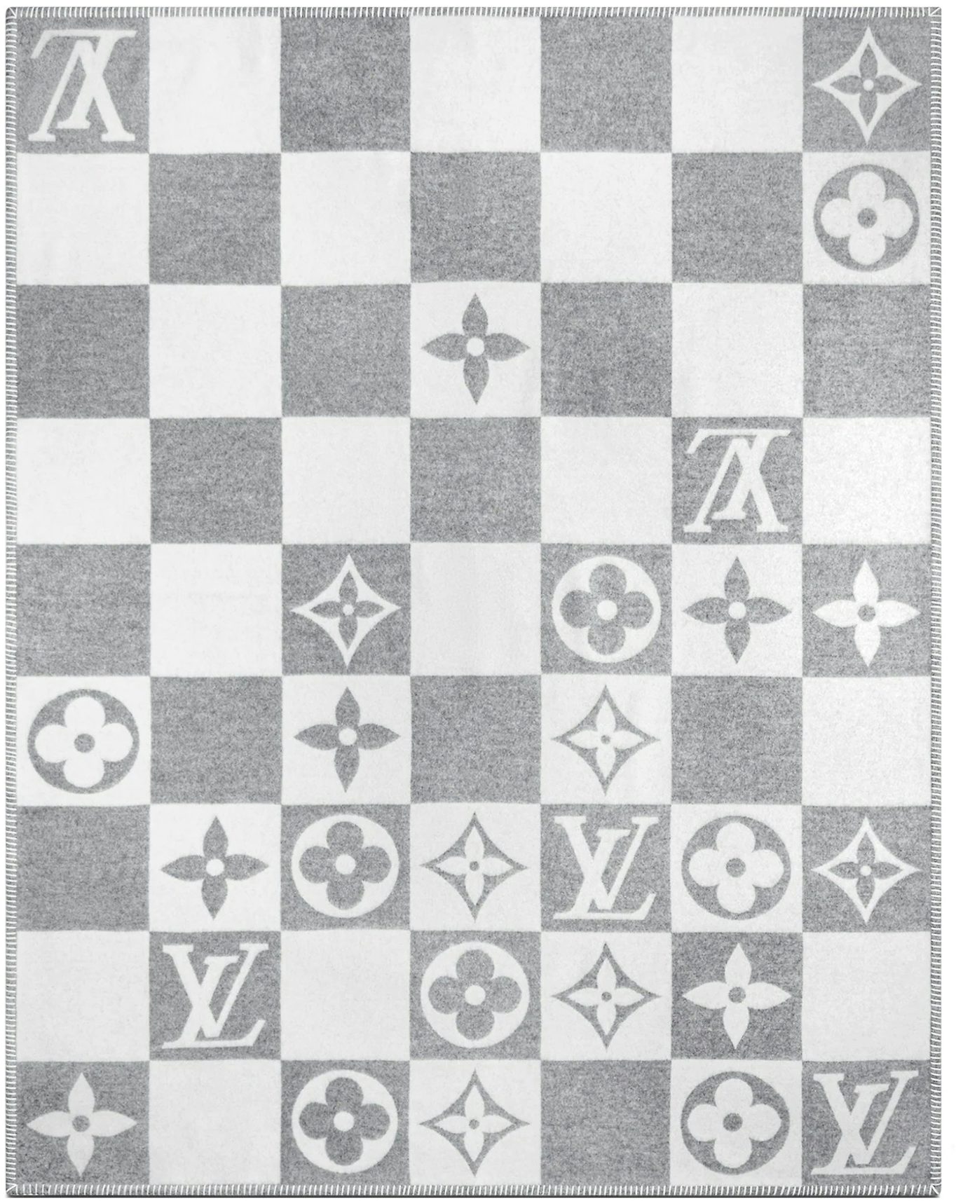 Louis Vuitton LV Checkmate Blanket Grey in Wool/Cashmere Wool