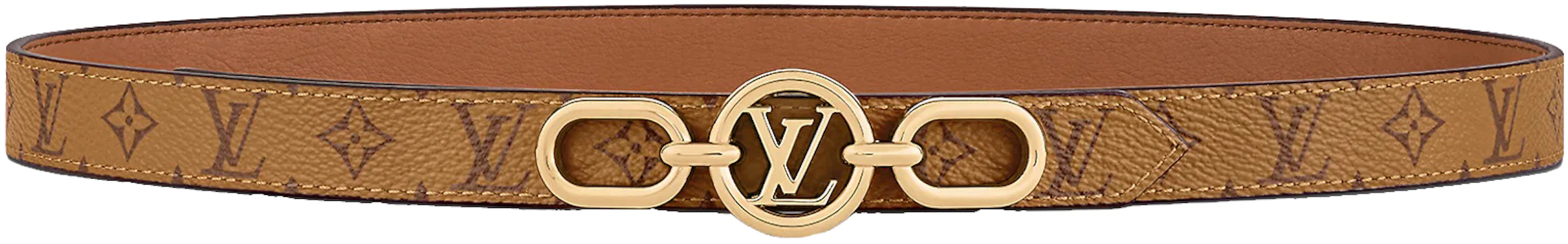 Louis Vuitton LV Circle Prime 20MM Reversible Belt Monogram Reverse Tan in  Calfskin Leather with Gold-tone - GB