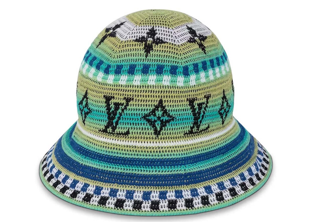 Pre-owned Louis Vuitton Lv Crochet Stripes Straw Hat Blue