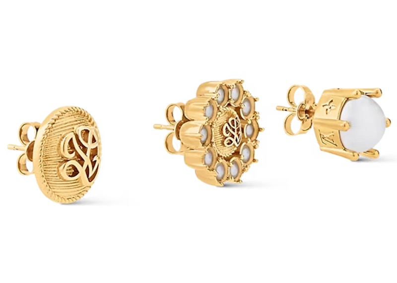 Louis Vuitton LV Dynasty Set of 3 Earrings Gold in Brass/Glass Pearls