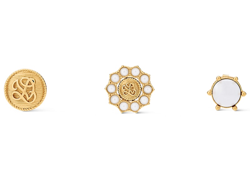 Pre-owned Louis Vuitton Men's Lv Dynasty Set Of 3 Earrings In Gold