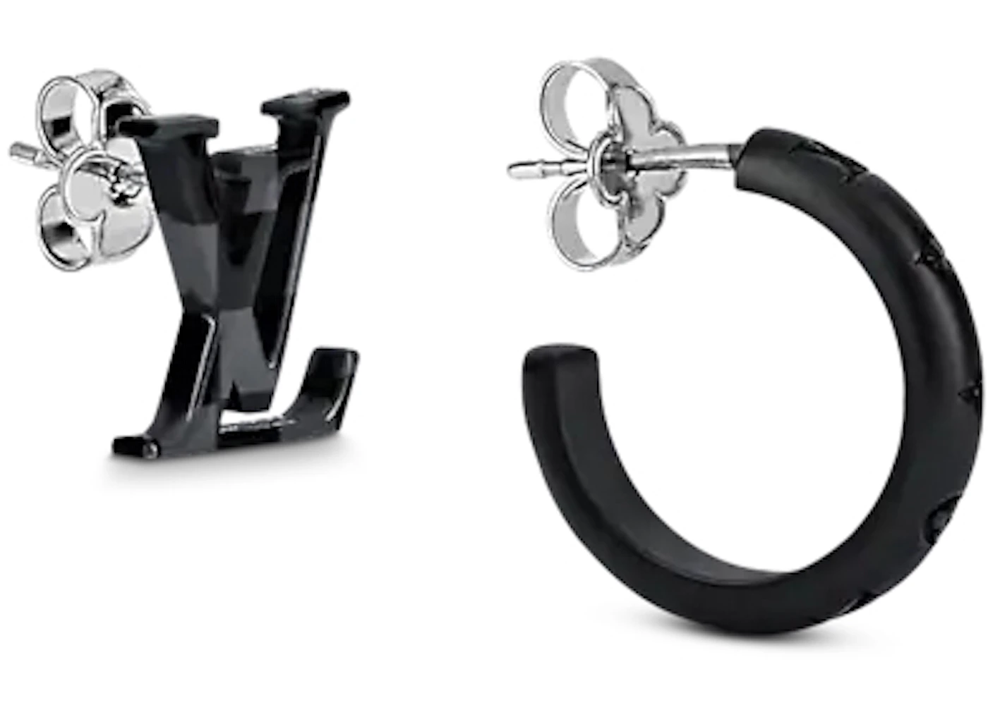 Louis Vuitton LV Earrings Damier Graphite Black/Silver in Silver  Metal/Lacquer with Silver-tone - US