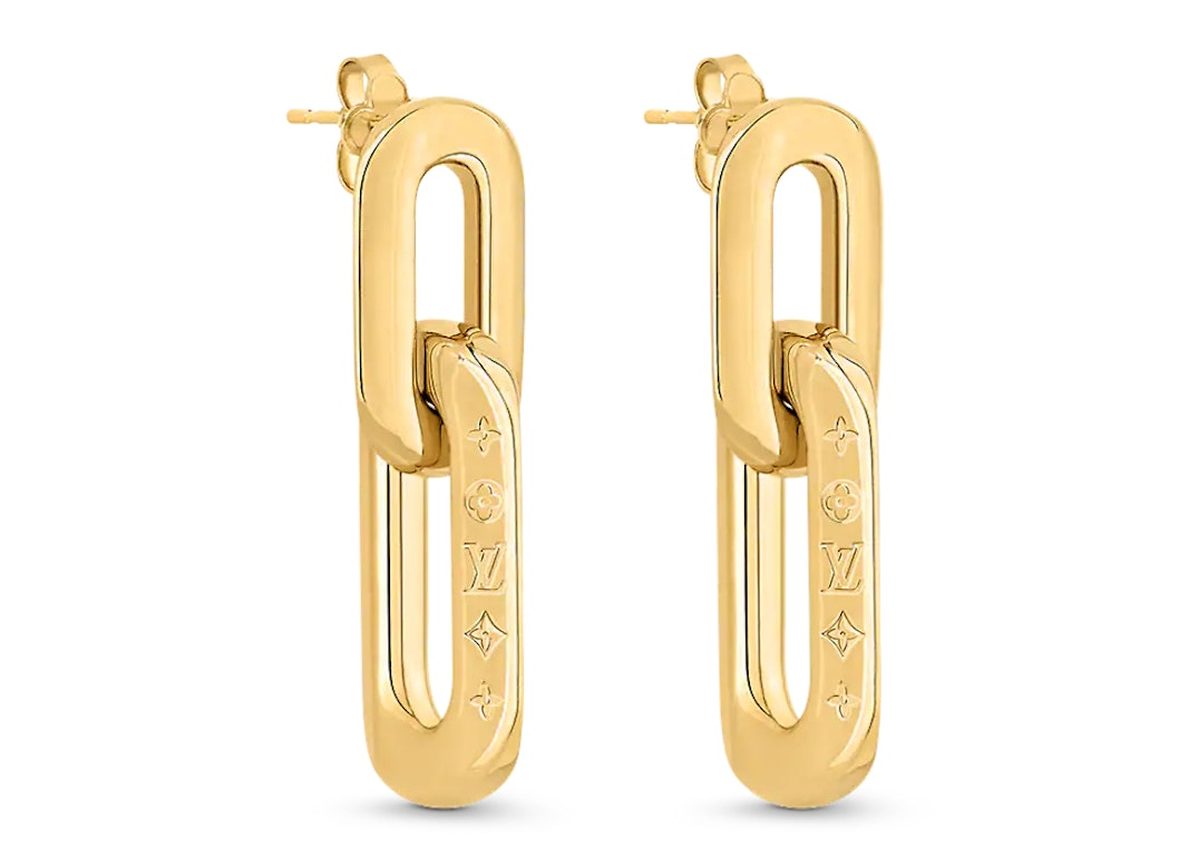 Pre-owned Louis Vuitton Lv Edge Double Earrings Gold