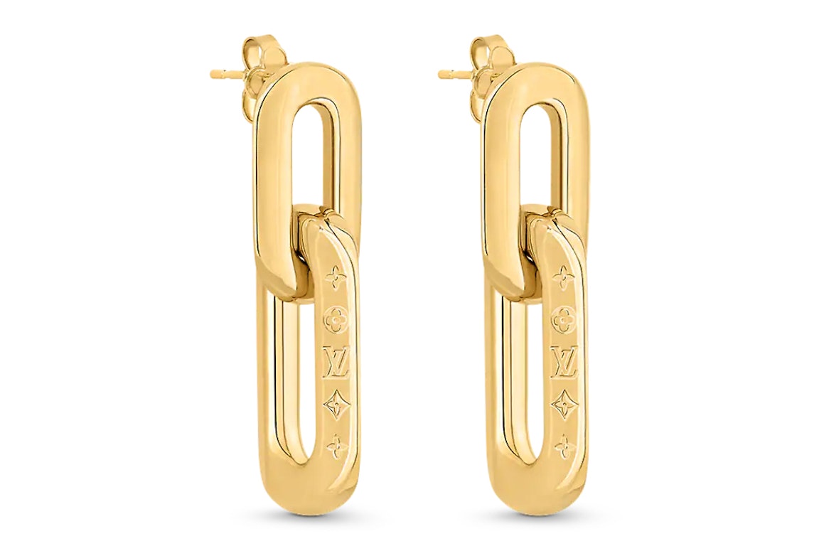 Pre-owned Louis Vuitton Lv Edge Double Earrings Gold