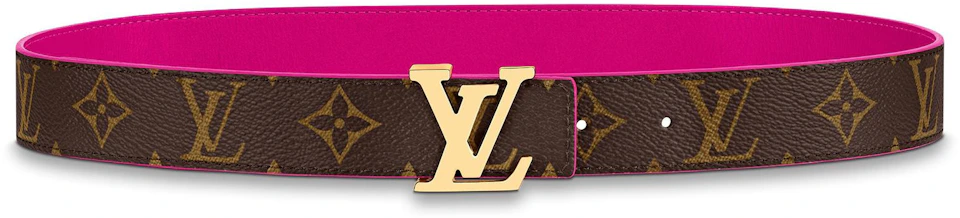 Louis Vuitton LV Escale LV Initiales Reversible Belt 30MM Pink Calfskin Leather with Gold-tone