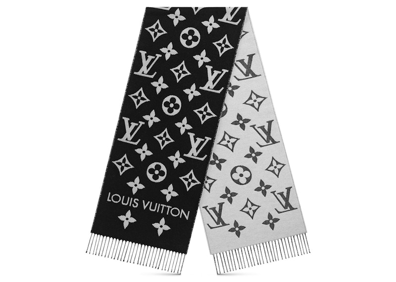 Louis vuitton scarf grey best sale and black