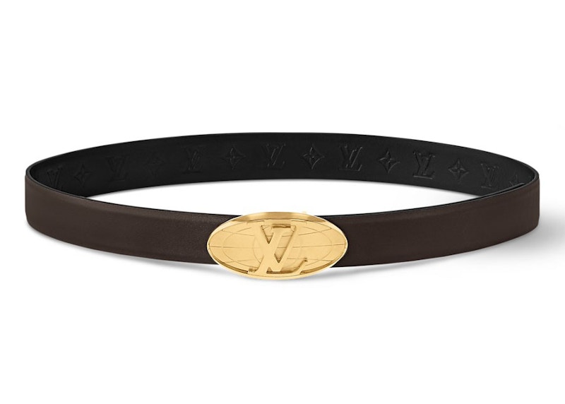 Pre-owned Louis Vuitton Men's Lv Fiction 30mm Reversible Belt In Brown