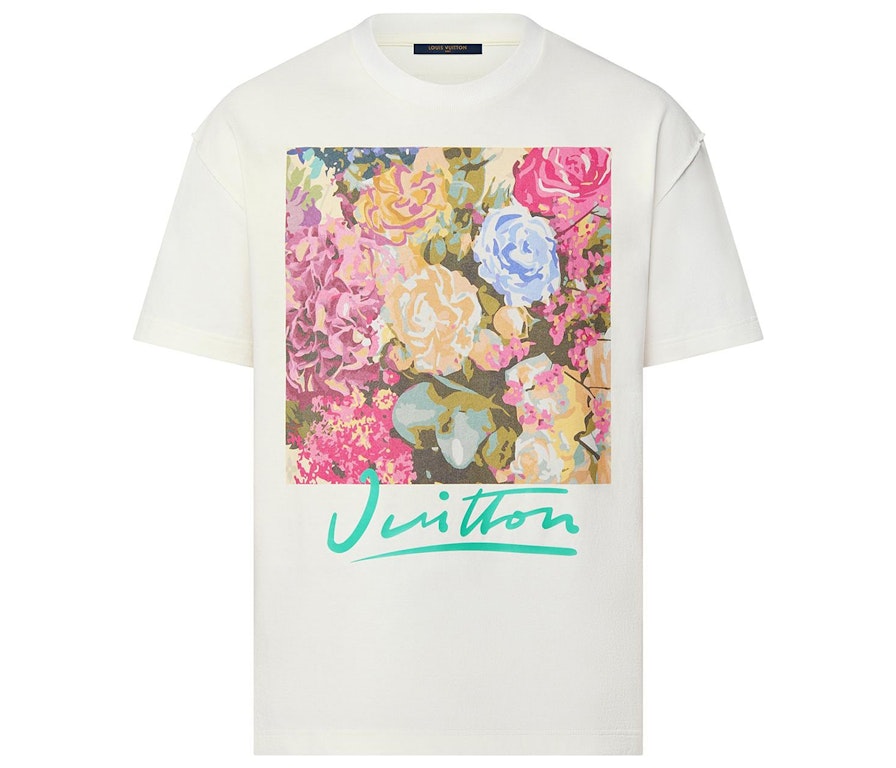Pre-owned Louis Vuitton Lv Flower Tapestry Print T-shirt Milky White