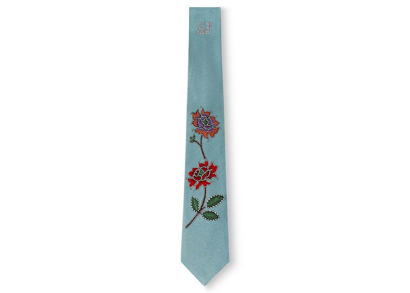 blue tie with flowers