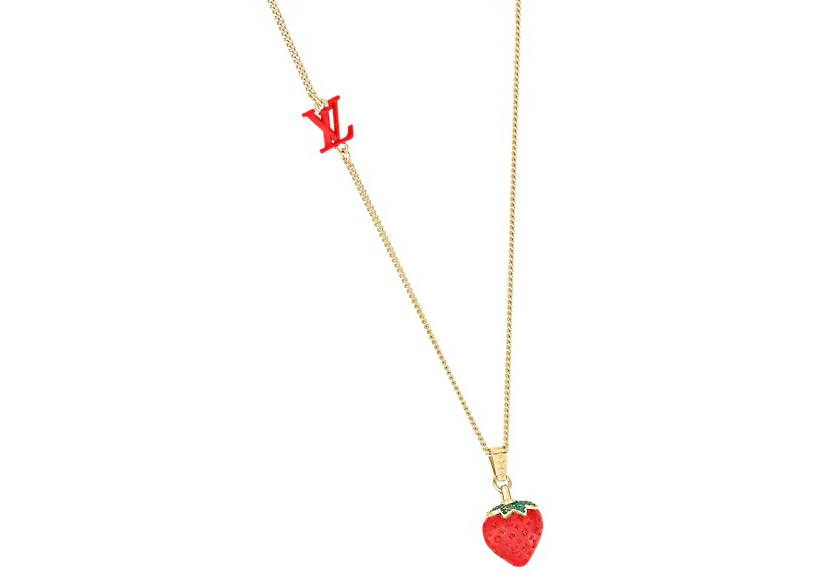 Louis Vuitton LV Fruits Strawberry Pendant Gold/Red