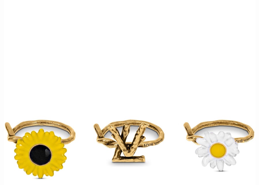Louis Vuitton LV Gardening Set of Three Rings Gold in Enamel with Gold-tone  - GB
