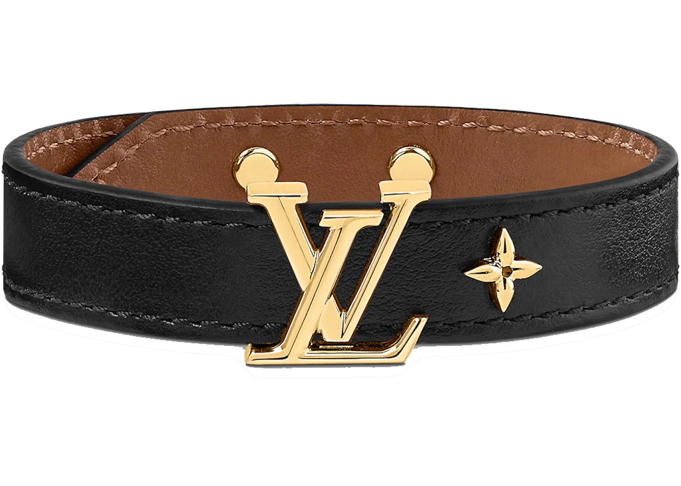 lv black leather bracelet