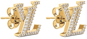 Louis Vuitton LV Gram Earrings Gold Metal & Zircon