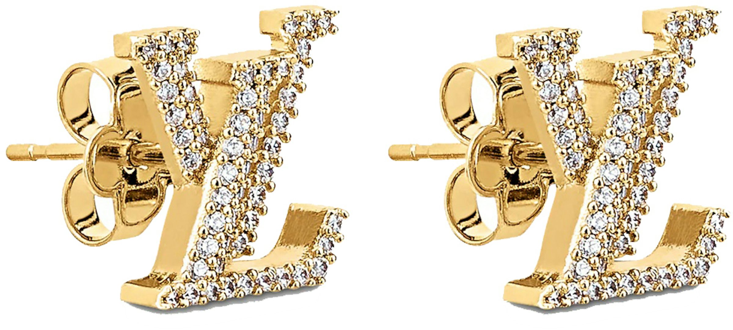 Louis Vuitton LV Iconic Earrings Gold/Rhinestone in Gold Metal - GB