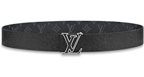 Louis Vuitton, Accessories, Louis Vuitton Mens Belt Reverso Eclipse Black  Grey 9538 Titanium Buckle