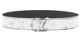 Pre-owned Louis Vuitton Lv Initiales Reversible Belt Monogram Eclipse Taiga  40mm White