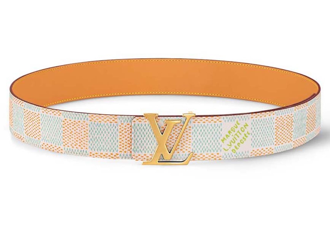 Pre-owned Louis Vuitton Lv Initiales 40mm Reversible Belt Damier Heritage White