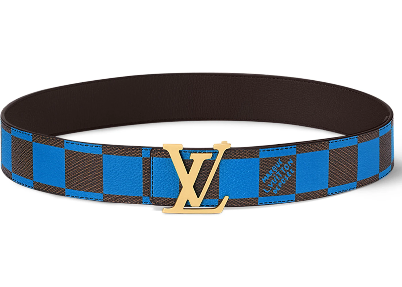 Louis Vuitton LV Initiales 40mm Reversible Belt Damier Pop Blue in
