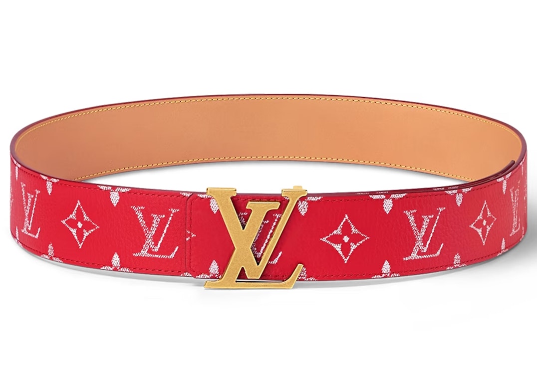 Pre-owned Louis Vuitton Lv Initiales 40mm Reversible Belt Red