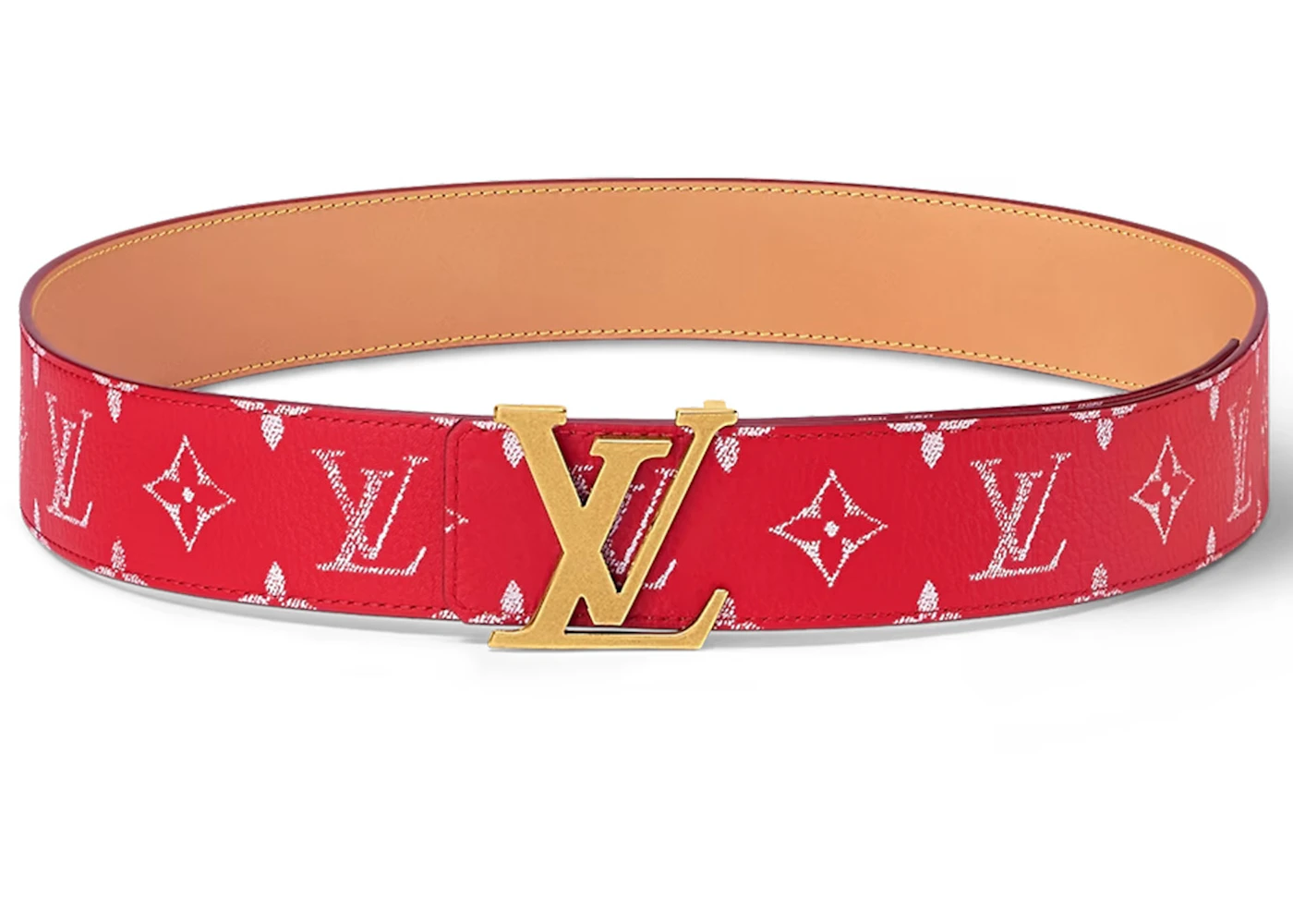 Mens Belts Supreme Louis Vuitton Belt Red LV Red Supreme Leather