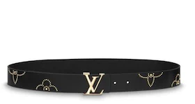 Louis Vuitton LV Initiales Belt Monogram Flower Studded 35MM Black