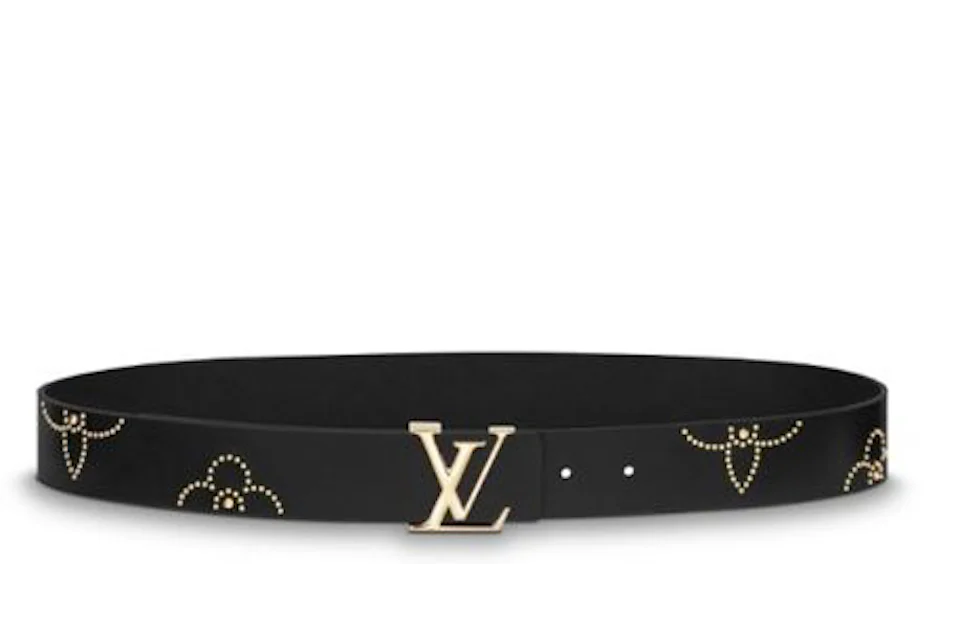 Louis Vuitton LV Initiales Belt Monogram Flower Studded 35MM Black in ...