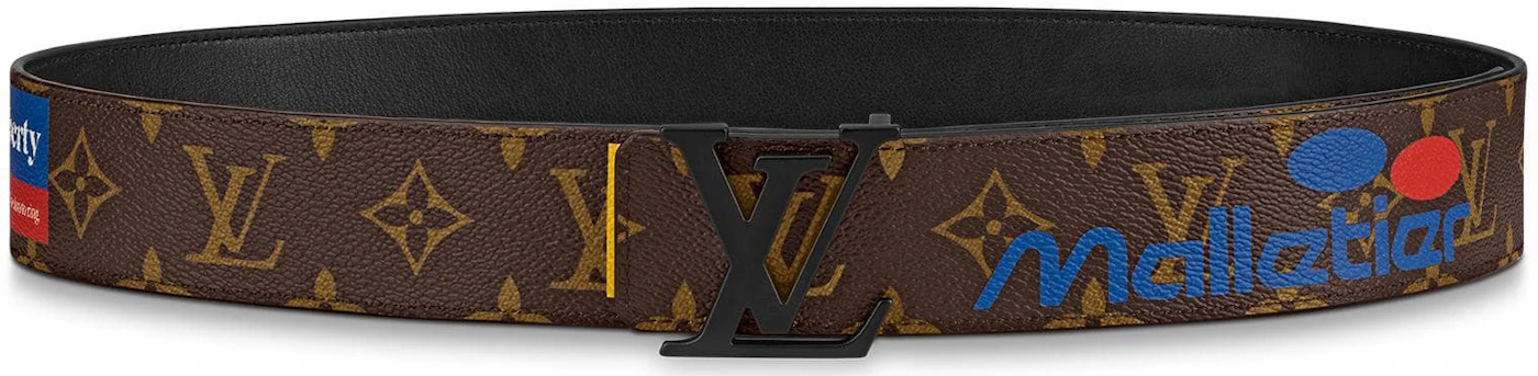 Louis Vuitton LV Initiales Belt Monogram Logo Story 40MM Brown in  Canvas/Calfskin with Black Matte - US