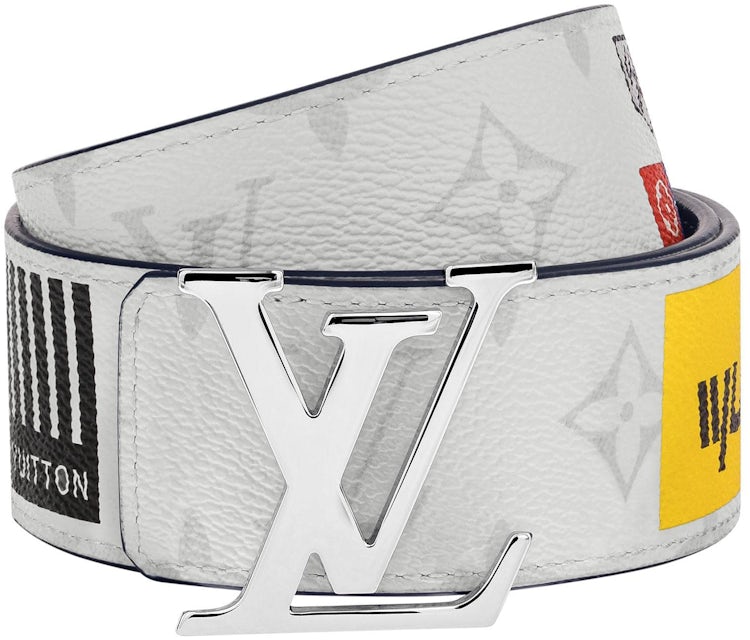 Louis Vuitton LV Initiales Belt Monogram Logo Story 40MM White in Canvas/Calfskin  with Silver-tone - US