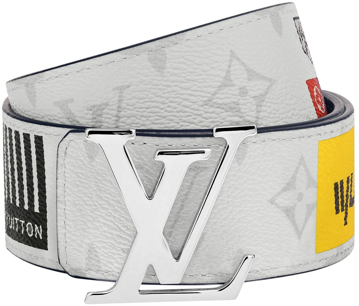 Louis Vuitton LV Belt Monogram Logo 40MM White in Canvas/Calfskin with Silver-tone