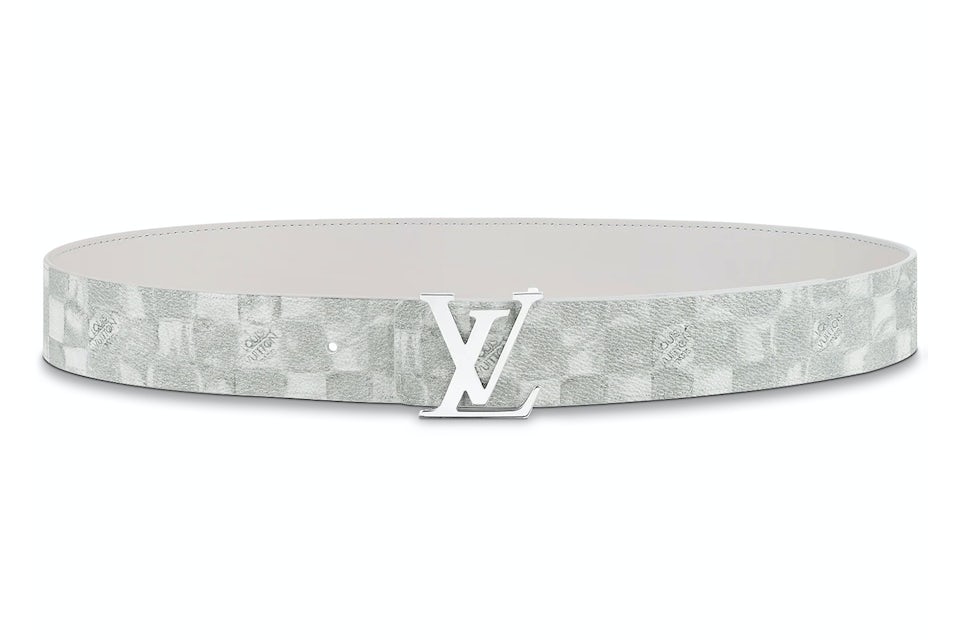Louis Vuitton LV Initiales Reversible Belt 40MM Damier Salt Light Grey in  Coated Canvas with Silver-tone - US