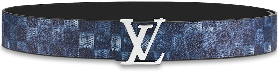 Louis Vuitton Navy Blue/Grey Leather LV Initials Reversible Belt