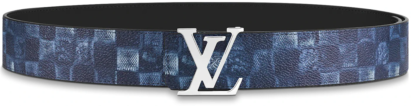 Louis Vuitton LV Initiales Reversible Belt 40MM Damier Salt Navy in Coated  Canvas with Silver-tone - US