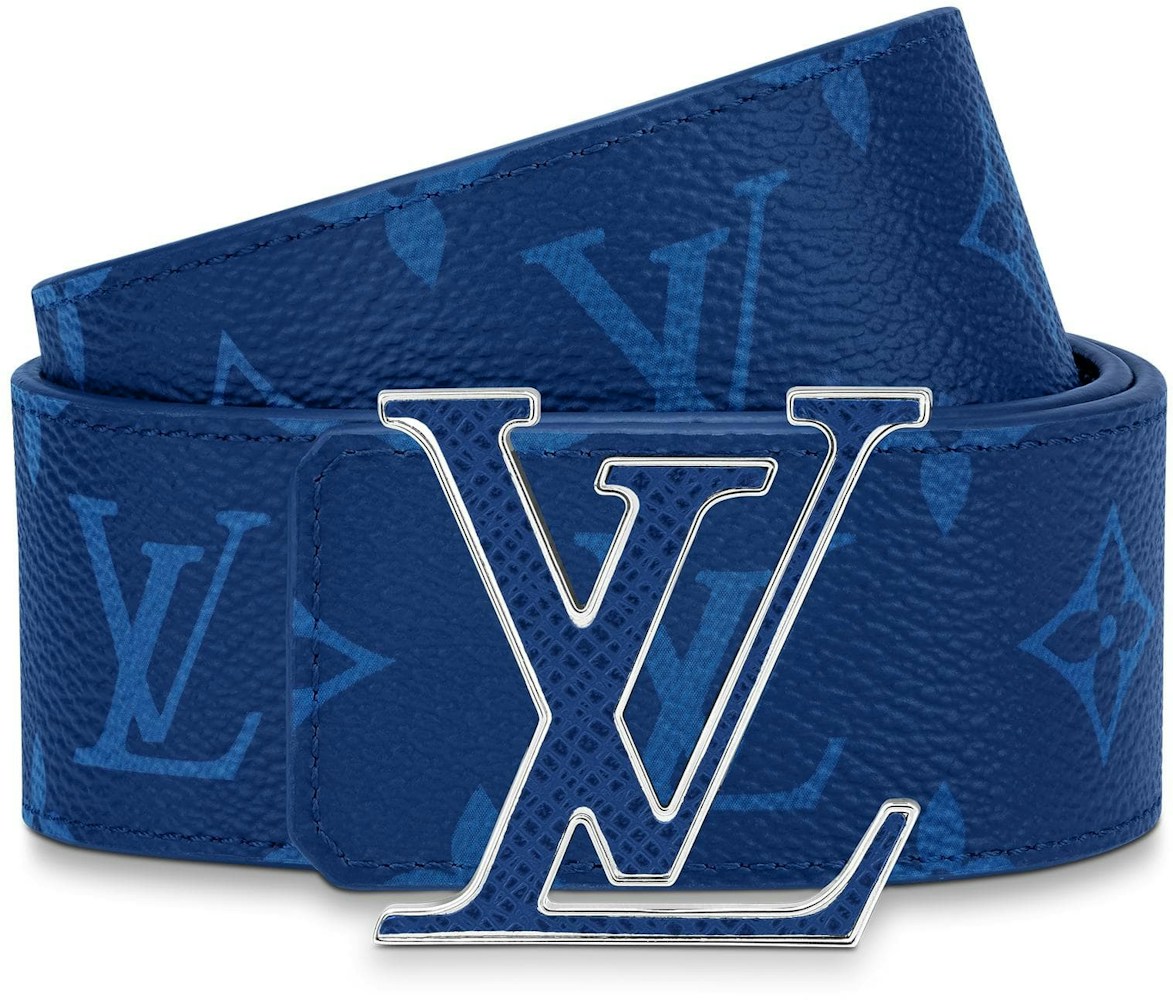 At accelerere Syd kan ikke se Louis Vuitton LV Initiales Reversible Belt Monogram Cobalt Taiga 40MM Blue  in Taiga Leather/Canvas with Silver-tone