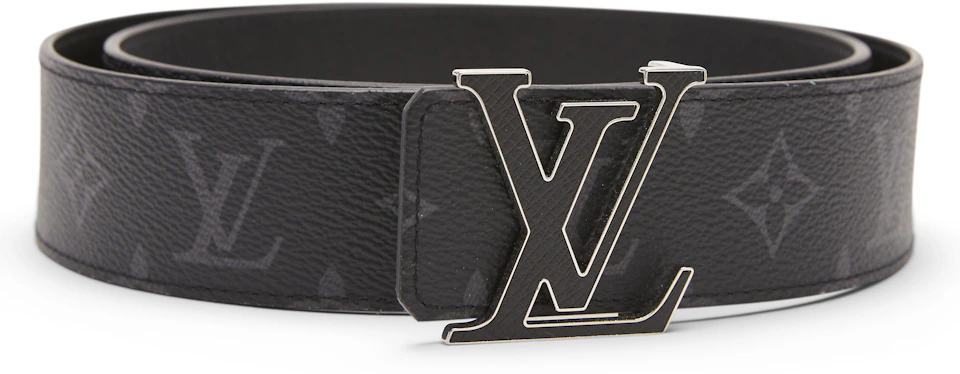 Havslug tilgivet Ingen måde Louis Vuitton LV Initiales Reversible Belt Monogram Eclipse Taiga 40MM Black  in Taiga Leather/Canvas with Silver-tone
