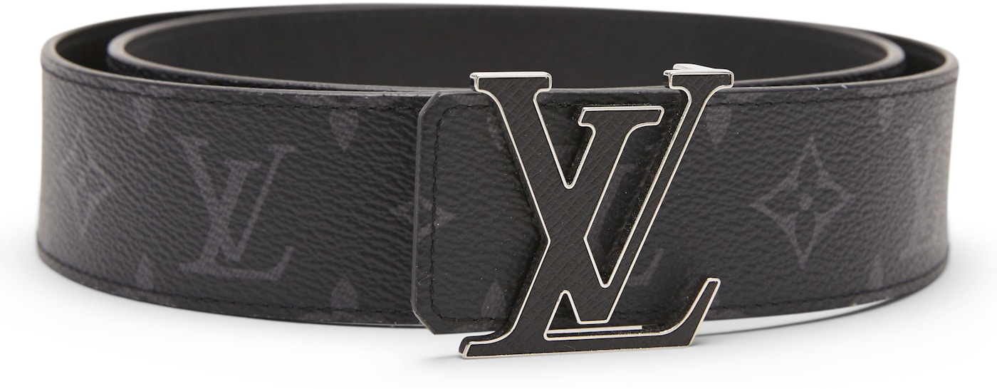 spredning Tilsyneladende metodologi Louis Vuitton LV Initiales Reversible Belt Monogram Eclipse Taiga 40MM  Black in Taiga Leather/Canvas with Silver-tone