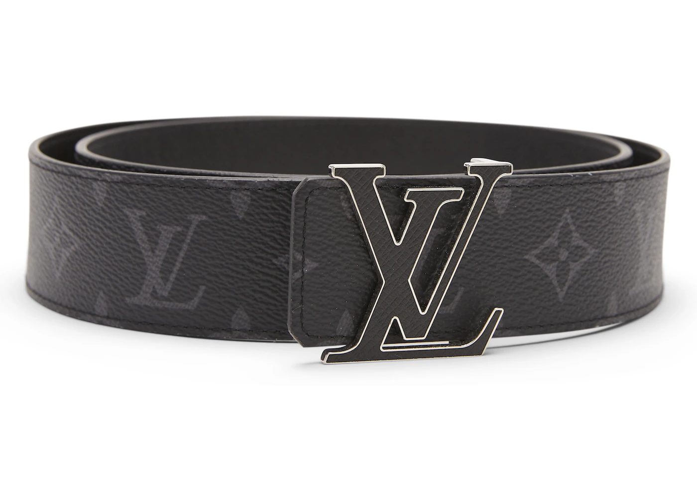 Louis Vuitton LV Initiales Reversible Belt Eclipse 40MM Black in Taiga with Silver-tone - US