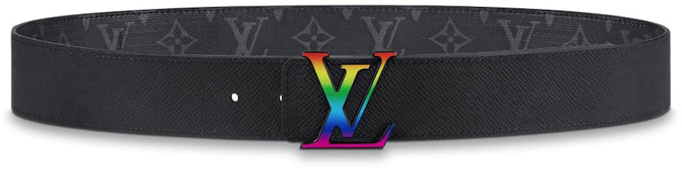 Louis Vuitton LV Reversible Belt Monogram Eclipse Taiga 40MM Rainbow in Leather with Matte Black