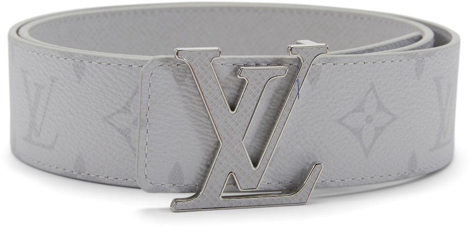 Louis Vuitton LV Initiales Reversible Belt Monogram Eclipse Taiga 40MM White  in Taiga Leather/Canvas with Silver-tone - GB