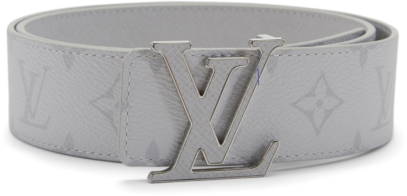 nyse Susteen omfatte Louis Vuitton LV Initiales Reversible Belt Monogram Eclipse Taiga 40MM White  in Taiga Leather/Canvas with Silver-tone