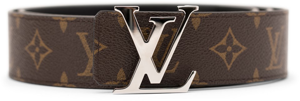 LOUIS VUITTON LV Initiales Monogram Canvas Silver Buckle Belt Brown
