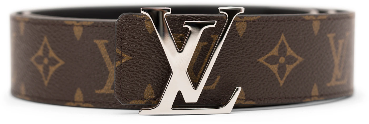 Louis Vuitton LV Initiales Silver Buckle Belt Monogram 40mm Brown/Black in  Canvas/Calf Leather with Silver-tone - US