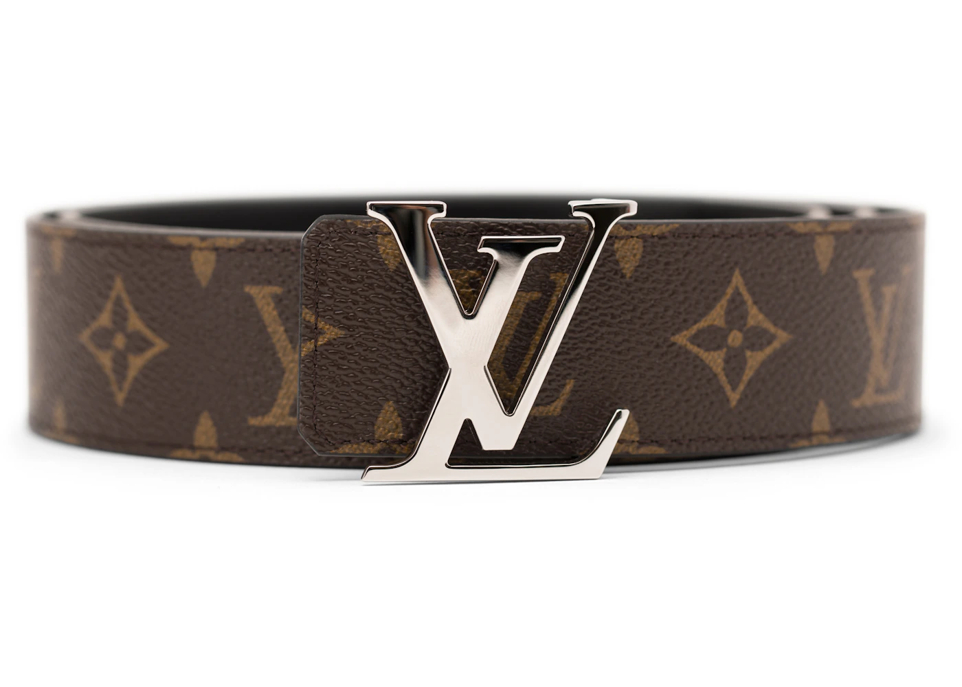 Louis Vuitton LV Initiales Silver Buckle Belt Monogram 40mm Brown