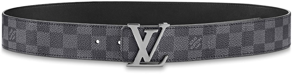 Louis Vuitton LV Initiales Silver Buckle Reversible Belt Damier Graphite 40mm Black Lining