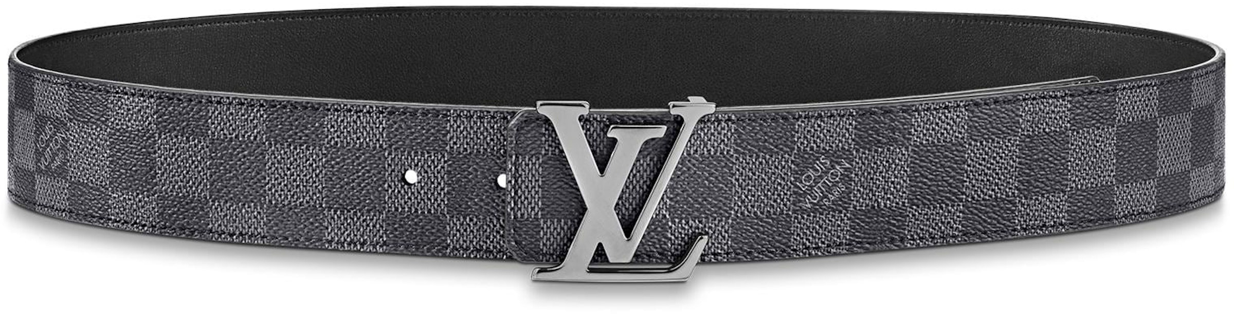 Louis LV Initiales Silver Buckle Reversible Damier Graphite 40mm Lining in Canvas with Silver-tone - US