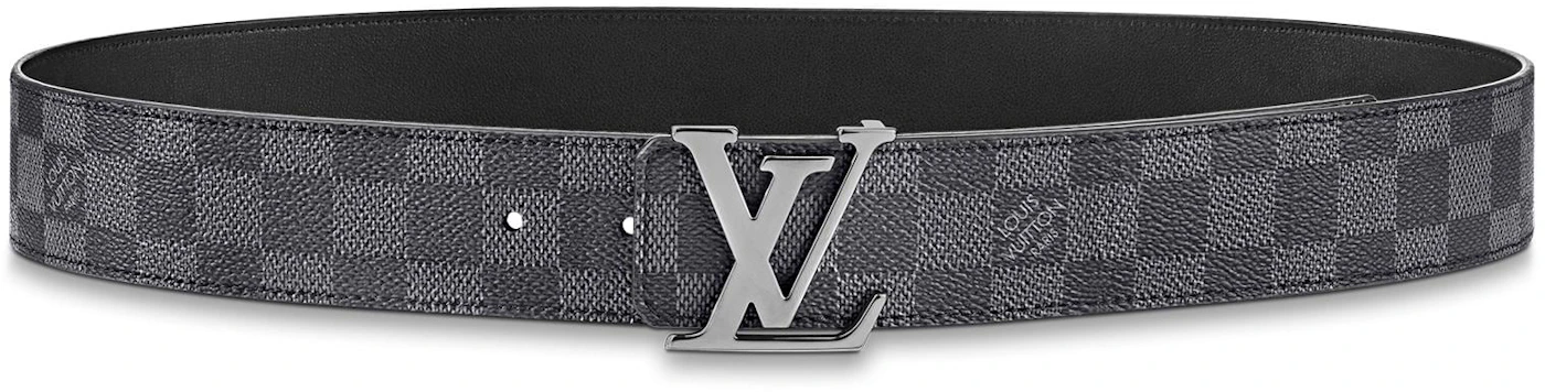 Louis Vuitton LV Initiales Silver Buckle Reversible Belt Damier Graphite  40mm Black Lining in Canvas with Silver-tone - GB
