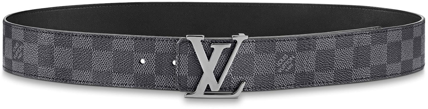 Louis Vuitton LV Initiales Silver Buckle Reversible Belt Damier Graphite Black Lining in Canvas with Silver-tone